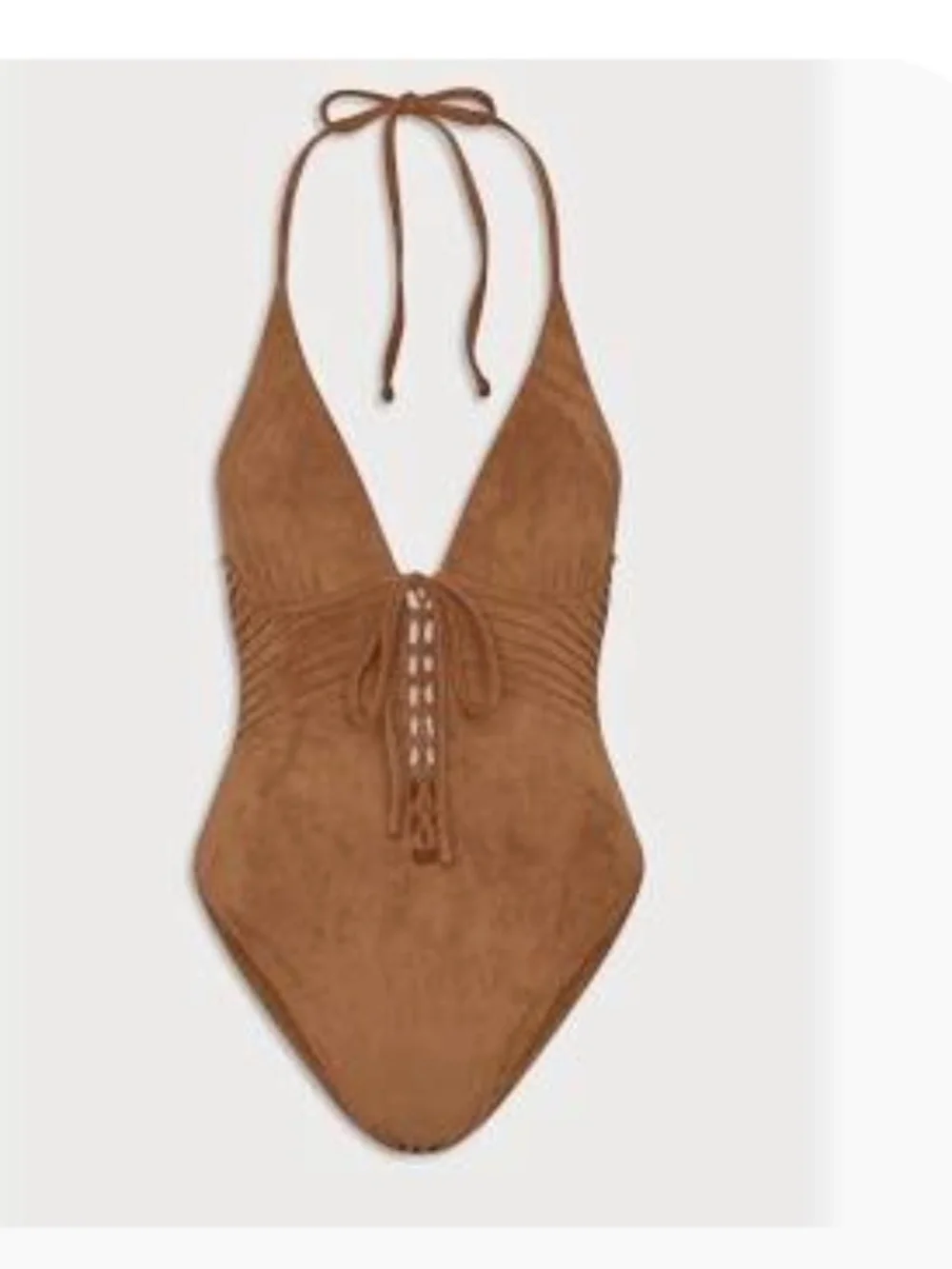 Frankies bikinis bella hadid barrel suede one piece swimsuit tan Xs